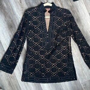 Tory Burch top size 2 Top Black lace unique top